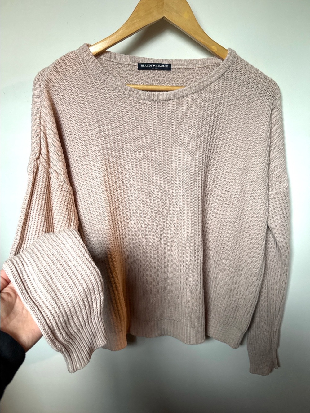 Brandy Melville Blush Pink Waffle Knit Sweater One Size